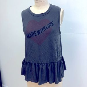 Made With Love Peplum Graphic Tank